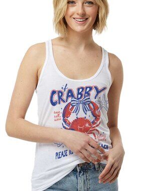 If Crabby Return to Beach Racerback tank White
